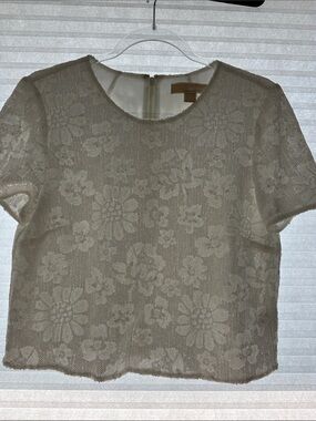MICHAEL Michael Kors Cream Floral Lace Crop Top